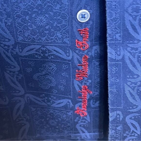 Robert Graham Bayview Paisley Jacquard Shirt Deep Blue Classic Fit Size Large - Picture 5 of 10